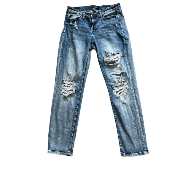 Judy Blue Destroyed Bleach Splatter Boyfriend (82169) Size 11/30 - Picture 4 of 16